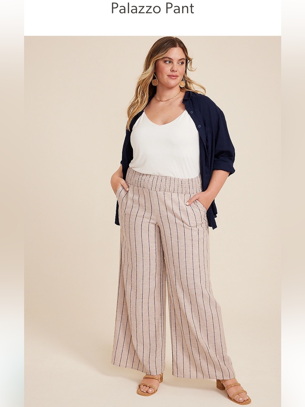 Maurie’s Women’s Striped High Rise Linen Palazzo Pant